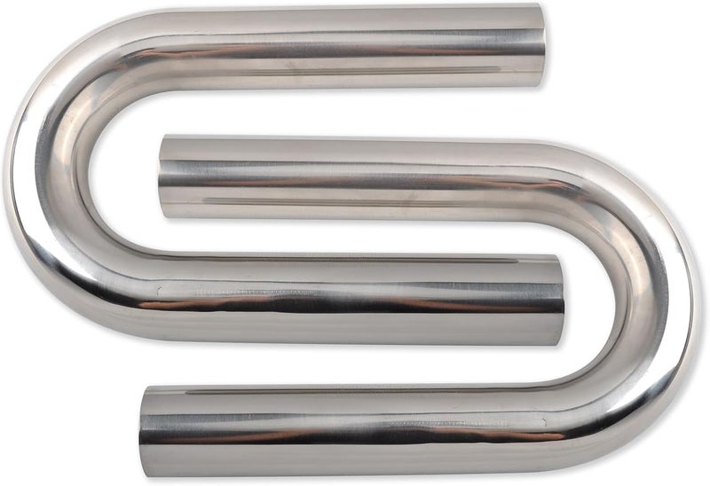BIGREAT OD 2.25'' Inch (57MM) 180 Degree Bend Elbow Stainless Steel Turbocharger Pipe Tube Intercooler Pipe High Class Brushed Treatment Air Intake Tube Pipe Polished Universal-2PCS - Image 1